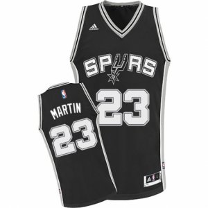 Men\'s Adidas San Antonio Spurs #23 Kevin Martin Swingman Black Road NBA Jersey