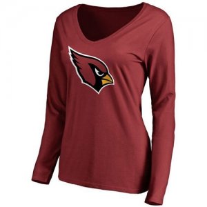 Womens Arizona Cardinals Pro Line Primary Team Logo Slim Fit Long Sleeve T-Shirt Red