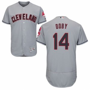 Men\'s Majestic Cleveland Indians #14 Larry Doby Grey Flexbase Authentic Collection MLB Jersey