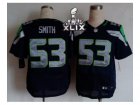2015 Super Bowl XLIX Nike seattle seahawks #53 smith blue jerseys[Elite]