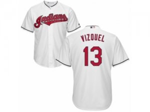 Youth Majestic Cleveland Indians #13 Omar Vizquel Authentic White Home Cool Base MLB Jersey