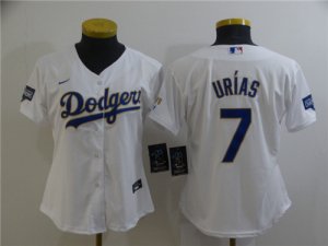 Dodgers #7 Julio Urias White Women Nike 2021 Gold Program Cool Base Jersey