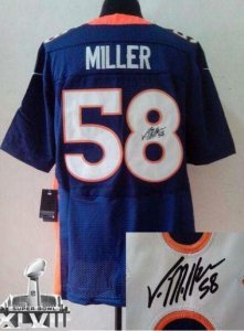 Nike Denver Broncos #58 Von Miller Navy Blue Alternate Super Bowl XLVIII NFL Elite Autographed Jersey