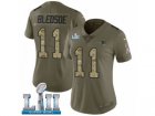 Women Nike New England Patriots #11 Drew Bledsoe Limited Olive Camo 2017 Salute to Service Super Bowl LII NFL Jersey