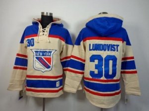 NHL New York Rangers #30 Henrik Lundqvist Cream Sawyer Hooded Sweatshirt Stitched jerseys