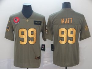 Nike Texans #99 J.J. Watt 2019 Olive Gold Salute To Service Limited Jersey