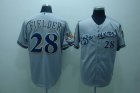 mlb milwaukee brewers #28 fielder 40th patch grey