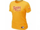 Women Minnesota Twins Nike Yellow Short Sleeve Practice T-Shirt