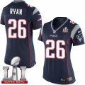 Womens Nike New England Patriots #26 Logan Ryan Elite Navy Blue Team Color Super Bowl LI 51 NFL Jersey