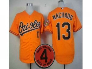 MLB Baltimore Orioles #13 Manny Machado Orange(4 Hall of Fame Patch)