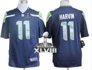 Nike Seattle Seahawks #11 Percy Harvin Steel Blue Team Color Super Bowl XLVIII NFL Game Jersey