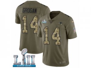 Men Nike New England Patriots #14 Steve Grogan Limited Olive Camo 2017 Salute to Service Super Bowl LII NFL Jersey