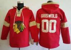 Mens Chicago Blackhawks #00 Clark Griswold Red Pullover Hoodie Stitched NHL Jersey