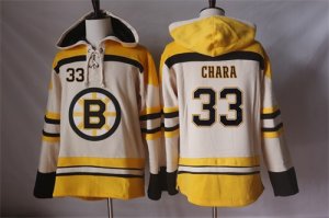 Mens Boston Bruins #33 Zdeno Chara Cream Sawyer Hooded Sweatshirt Stitched NHL Jersey