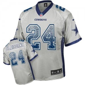 Nike Dallas Cowboys #24 Morris Claiborne Grey Jersey(Elite Drift Fashion)