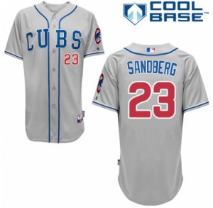 Mens Majestic Chicago Cubs #23 Ryne Sandberg Replica Grey Alternate Road Cool Base MLB Jersey