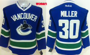 Women NHL Vancouver Canucks #30 Ryan Miller Blue Jerseys