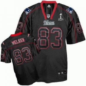 New England Patriots #83 Welker Champs Tackle Twill Authentic 2012 Super Bowl XLVI Black