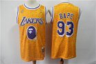 Lakers #93 Bape Yellow Hardwood Classics Jersey