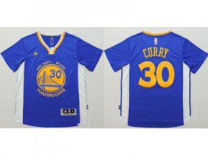 A Golden State Warrlors #30 Stephen Curry Blue Short Sleeve Stitched Jerseys