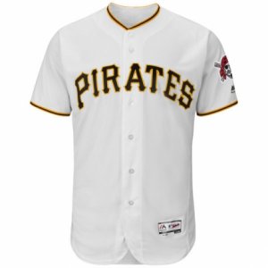 Men\'s Pittsburgh Pirates Majestic Home Blank White Flex Base Authentic Collection Team Jersey