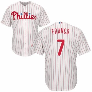 Men\'s Majestic Philadelphia Phillies #7 Maikel Franco Authentic White Red Strip Home Cool Base MLB Jersey