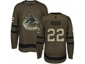 Youth Adidas Vancouver Canucks #22 Daniel Sedin Green Salute to Service Stitched NHL Jersey