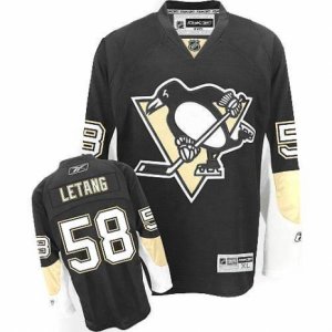 Youth Reebok Pittsburgh Penguins #58 Kris Letang Premier Black Home NHL Jersey