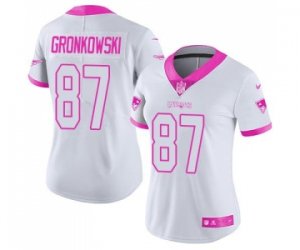 Women\'s Nike New England Patriots #87 Rob Gronkowski Limited Rush Fashion Pink NFL Jersey