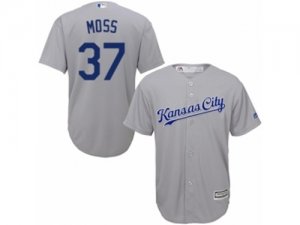 Youth Majestic Kansas City Royals #37 Brandon Moss Authentic Grey Road Cool Base MLB Jersey