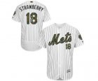 Men's Majestic New York Mets #18 Darryl Strawberry Authentic White 2016 Memorial Day Fashion Flex Base MLB Jersey