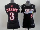 women nba philadelphia 76ers #3 iverson black jerseys