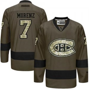 Montreal Canadiens #7 Howie Morenz Green Salute to Service Stitched NHL Jersey