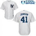 Men's Majestic New York Yankees #41 Randy Johnson Authentic White Home MLB Jersey