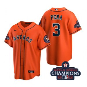 Astros #3 Jeremy Pena Orange 2022 World Series Champions Cool Base Jersey
