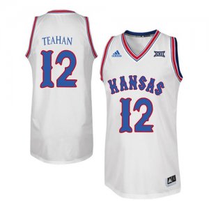 Kansas Jayhawks #12 Chris Teahan White Throwback College Basketball Jerse