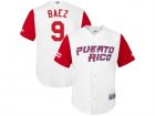 Mens Puerto Rico Baseball #9 Javier Baez Majestic White 2017 World Baseball Classic Jersey