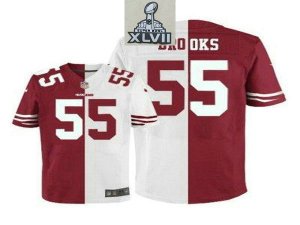 2013 Super Bowl XLVII NEW San Francisco 49ers #55 Ahmad Brooks Red and White NFL Jerseys(Split Elite)