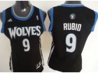 Women NBA Minnesota Timberwolves #9 Ricky Rubio Black Swingman Jerseys