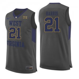 West Virginia Mountaineers 21 Wesley Harris Gray College Basketball Jersey