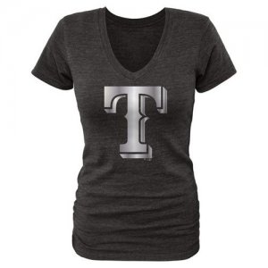 Women\'s Texas Rangers Fanatics Apparel Platinum Collection V-Neck Tri-Blend T-Shirt Black