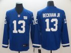 Nike Giants #13 Odell Beckham Jr. Blue Therma Long Sleeve Jersey