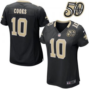 Womens New Orleans Saints #10 Brandin Cooks Black 50th Anniversary Game Jersey