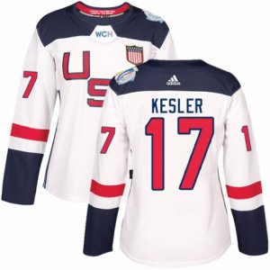 Women\'s Adidas Team USA #17 Ryan Kesler Premier White Home 2016 World Cup Hockey Jersey