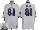 2013 Super Bowl XLVII NEW Baltimore Ravens 81 Anquan Boldin White Jerseys (Limited)