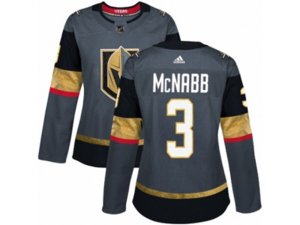 Women Adidas Vegas Golden Knights #3 Brayden McNabb Authentic Gray Home NHL Jersey