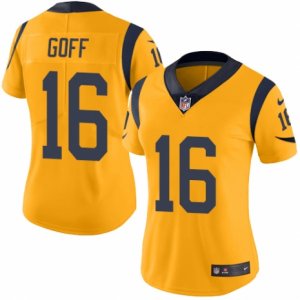 Women\'s Nike Los Angeles Rams #16 Jared Goff Limited Gold Rush NFL Jersey