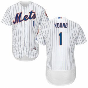 Men\'s Majestic New York Mets #1 Chris Young White Flexbase Authentic Collection MLB Jersey