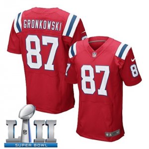 Mens Nike New England Patriots 87 Rob Gronkowski Red 2018 Super Bowl LII Elite Jersey