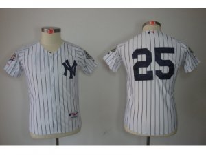 Youth New York Yankees #25 Mark Teixeira White jerseys(2009 Logo WS 09 Champions Pat)